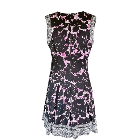 ROZ & ALI, NWOT, WOMENS, SLEEVELESS DRESS IN BLACK, PINK & WHITE. SIZE 8P - Picture 7 of 10